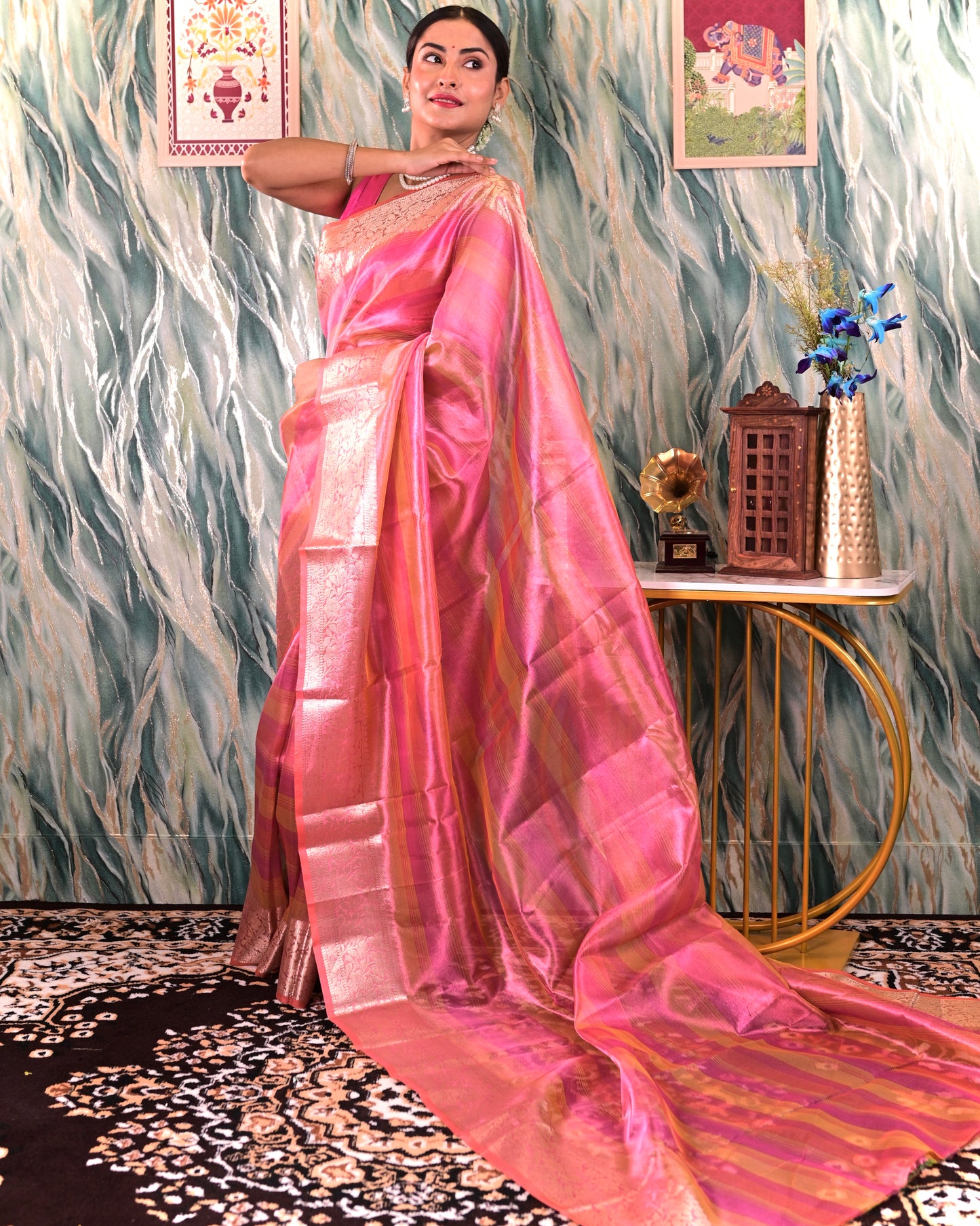 Pink Multitoned Semi Silk Banarasi Saree Saree Handloom saree, handcrafted saree, daily wear saree, office saree, affordable saree, saree for summers, Suta sarees, Eternity by Sakshi Sarees,