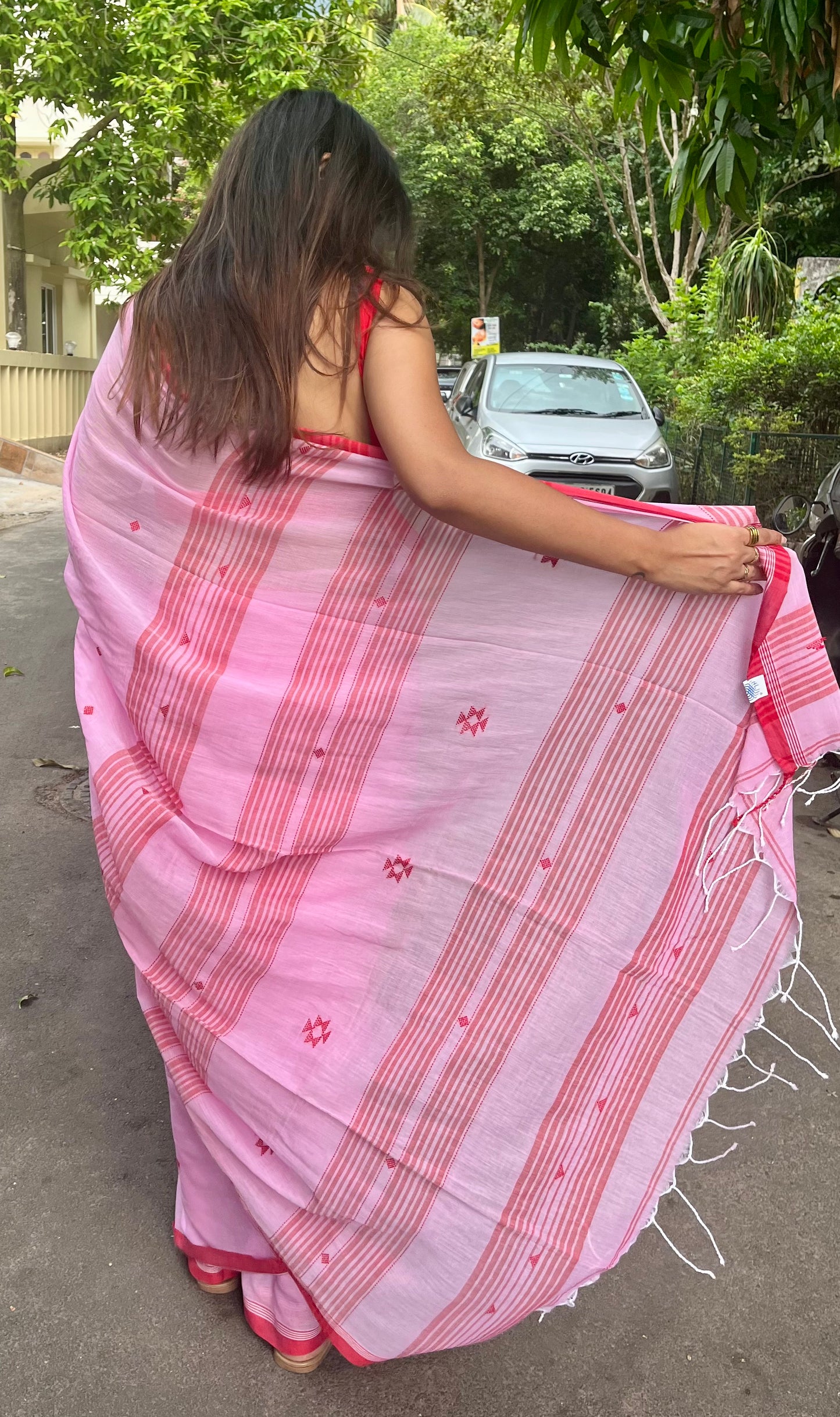 Pink Handloom Mark Pure Cotton Handloom Saree