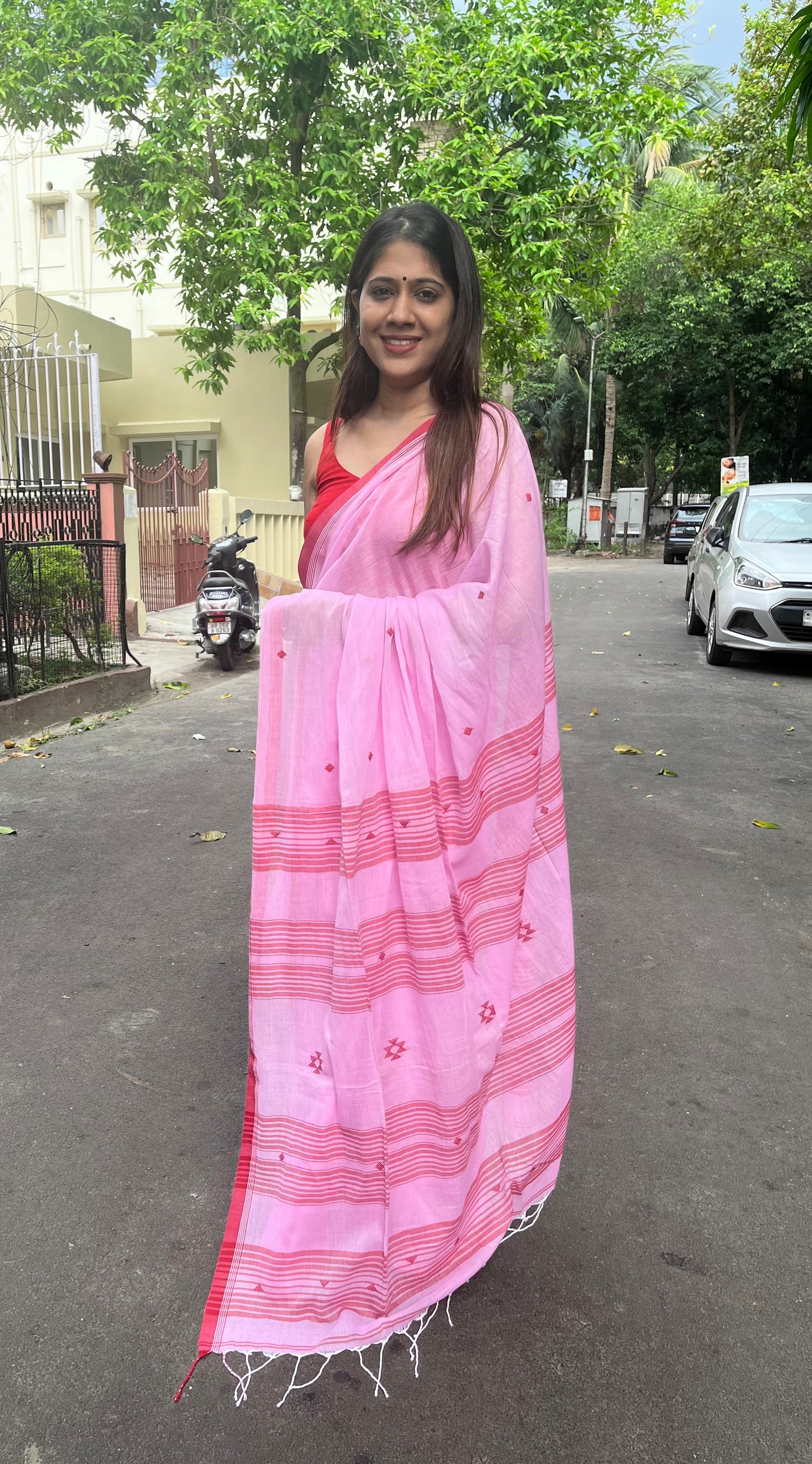 Pink Handloom Mark Pure Cotton Handloom Saree