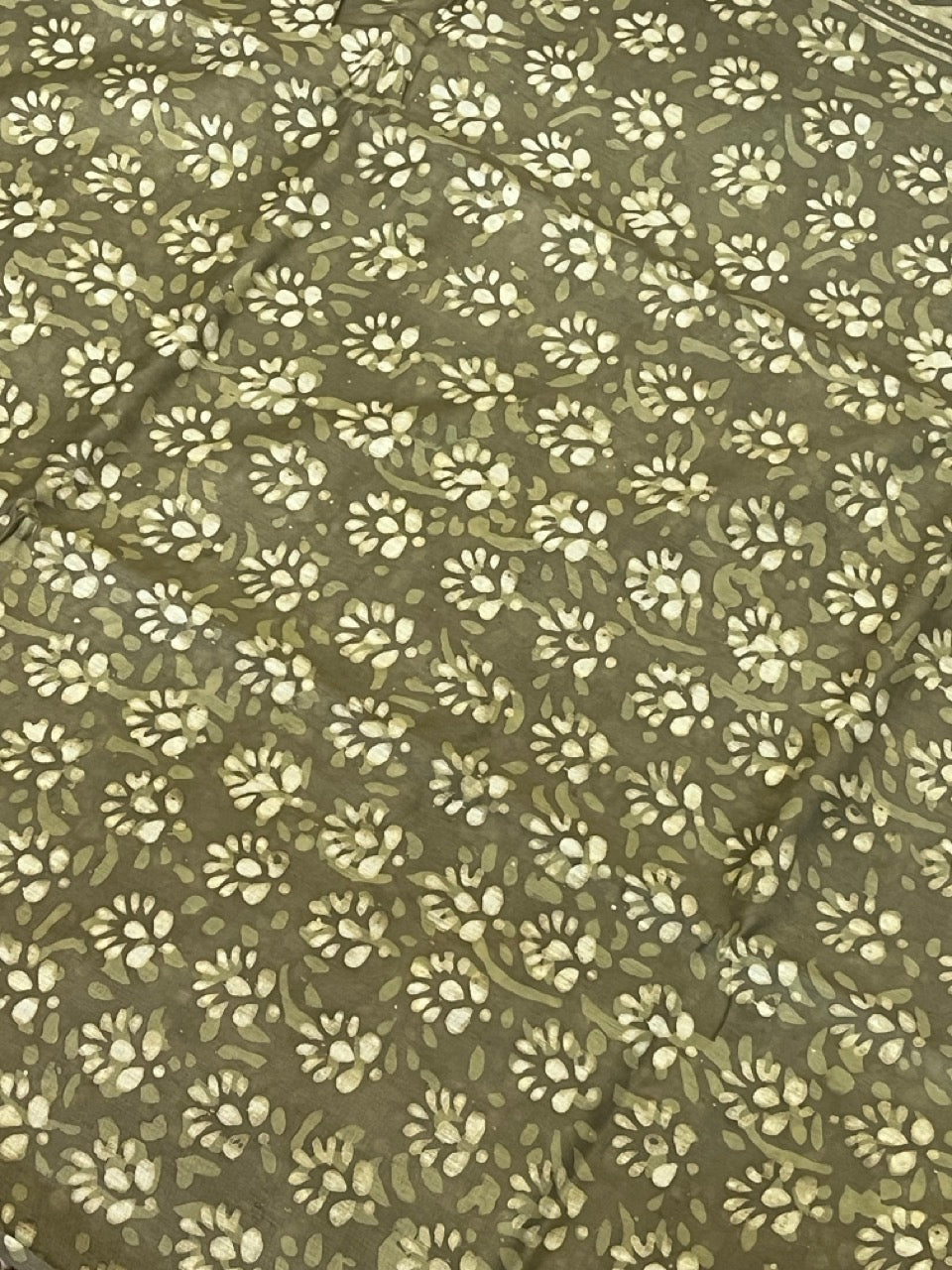 Mehendi Green Dabu Handblock Printed Maheshwari Silk Saree