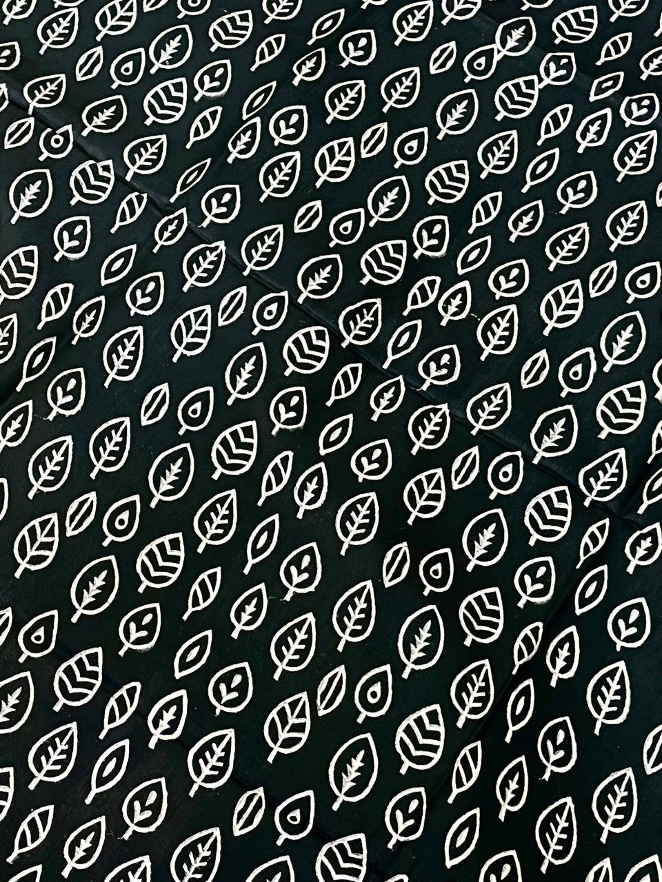 Black Handblock Printed Crepe Saree