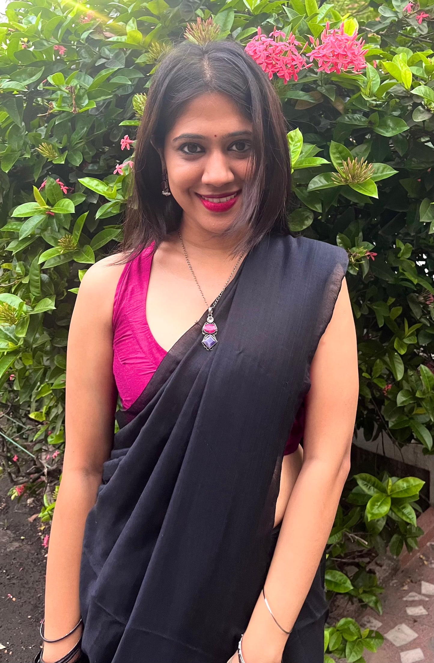 Black Solid Khadi Cotton Saree with Tassels Saree Handloom saree, handcrafted saree, daily wear saree, office saree, affordable saree, saree for summers, Suta sarees, Eternity by Sakshi Sarees,