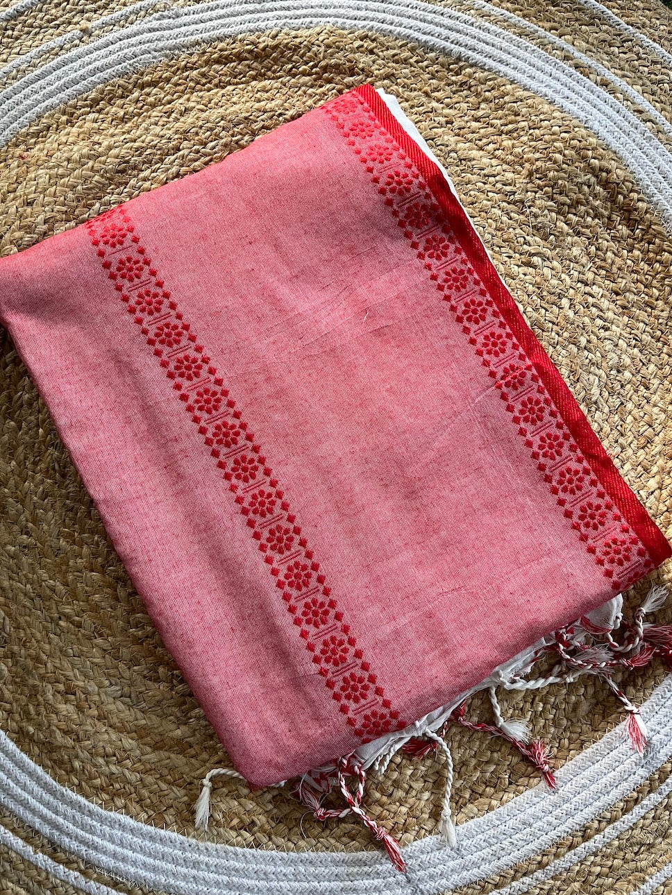 White Mul Cotton Lal Paar All Over Border Saree Saree Handloom saree, handcrafted saree, daily wear saree, office saree, affordable saree, saree for summers, Suta sarees, Eternity by Sakshi Sarees,