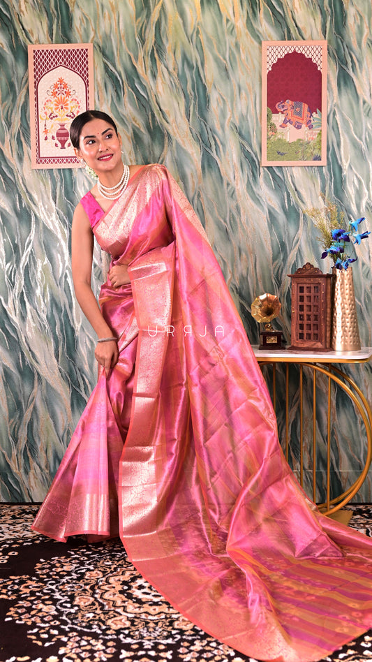 Pink Multitoned Semi Silk Banarasi Saree Saree Handloom saree, handcrafted saree, daily wear saree, office saree, affordable saree, saree for summers, Suta sarees, Eternity by Sakshi Sarees,