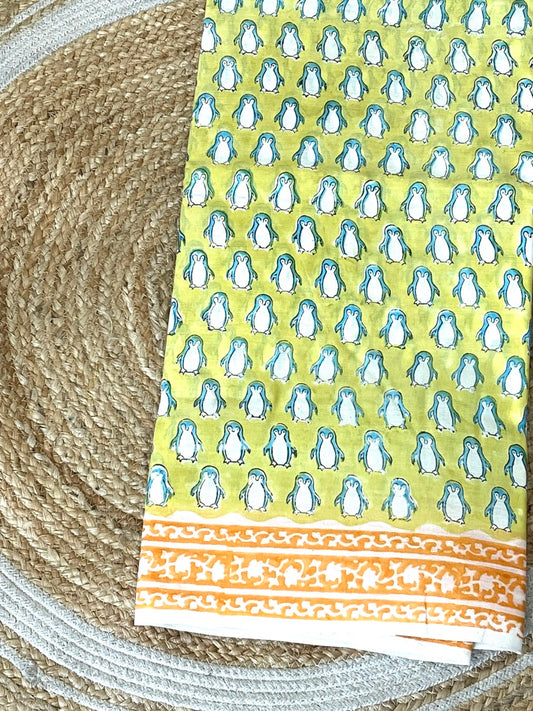 Yellow Penguin Sanganeri Handblock Printed Mul Cotton Saree