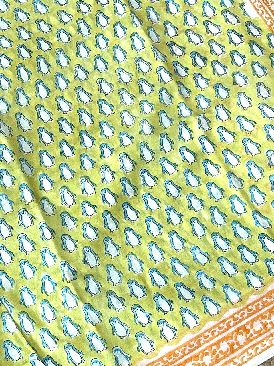 Yellow Penguin Sanganeri Handblock Printed Mul Cotton Saree