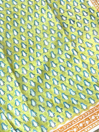 Yellow Penguin Sanganeri Handblock Printed Mul Cotton Saree