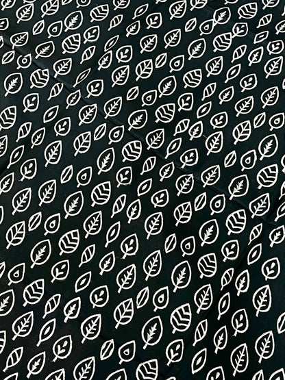 Black Handblock Printed Crepe Saree