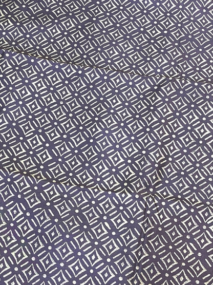 Purple Handblock Printed Maheshwari Silk Saree