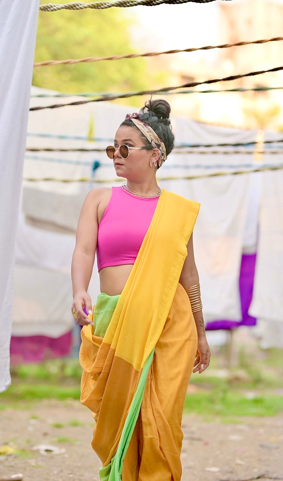 Colourblock Mul Cotton Saree Saree Handloom saree, handcrafted saree, daily wear saree, office saree, affordable saree, saree for summers, Suta sarees, Eternity by Sakshi Sarees,
