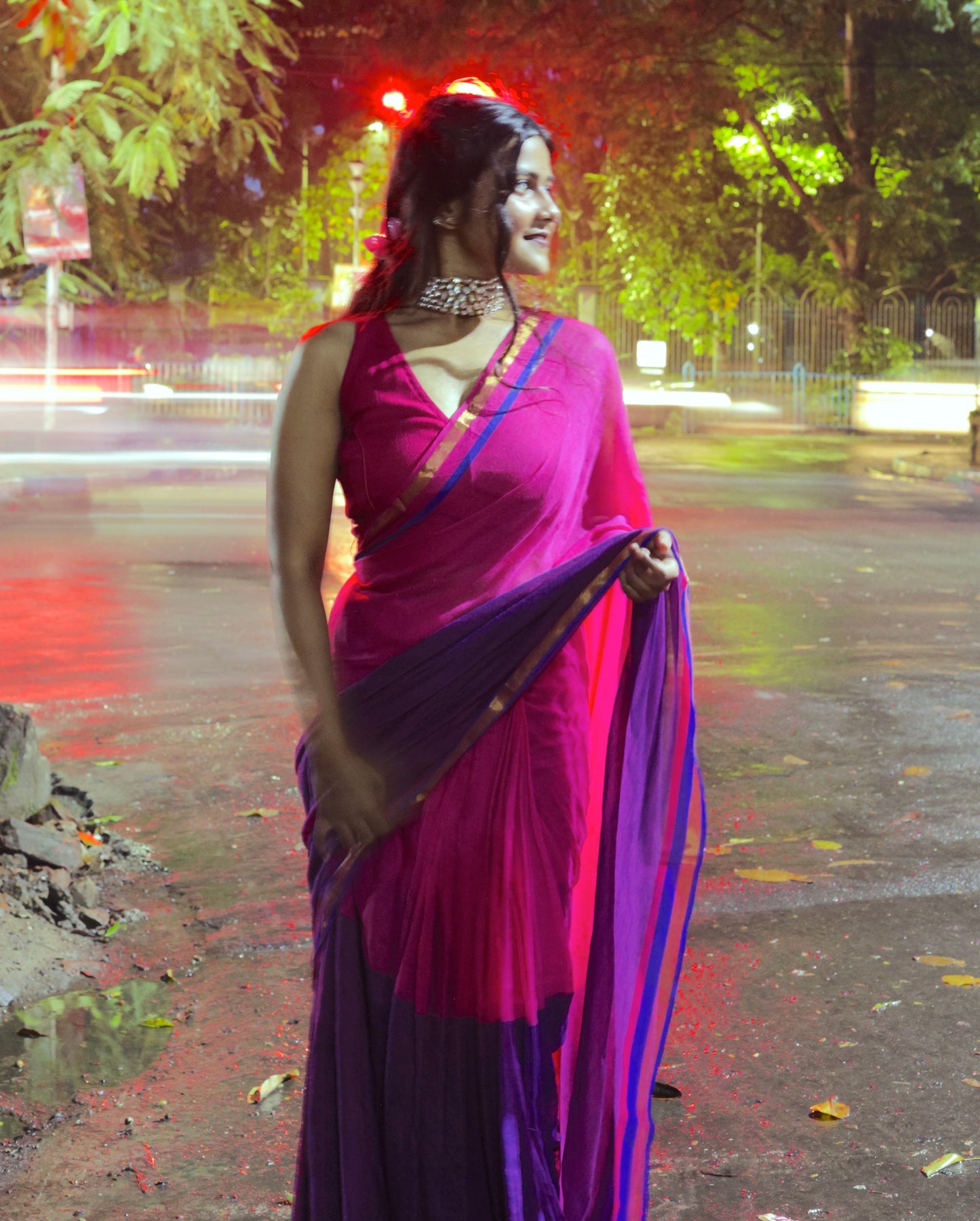 Jamuni Gulab Handloom Mul Cotton Saree with Zari and Tassels