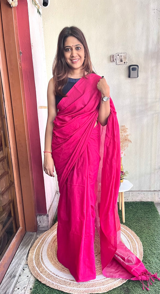 Pink Khadi Cotton with Silver & Copper Zari Palla Saree Handloom saree, handcrafted saree, daily wear saree, office saree, affordable saree, saree for summers, Suta sarees, Eternity by Sakshi Sarees,