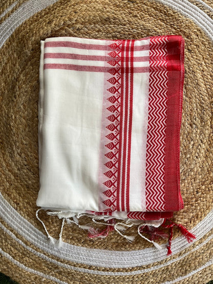 White Mul Cotton Lal Paar Paan Border Saree Saree Handloom saree, handcrafted saree, daily wear saree, office saree, affordable saree, saree for summers, Suta sarees, Eternity by Sakshi Sarees,