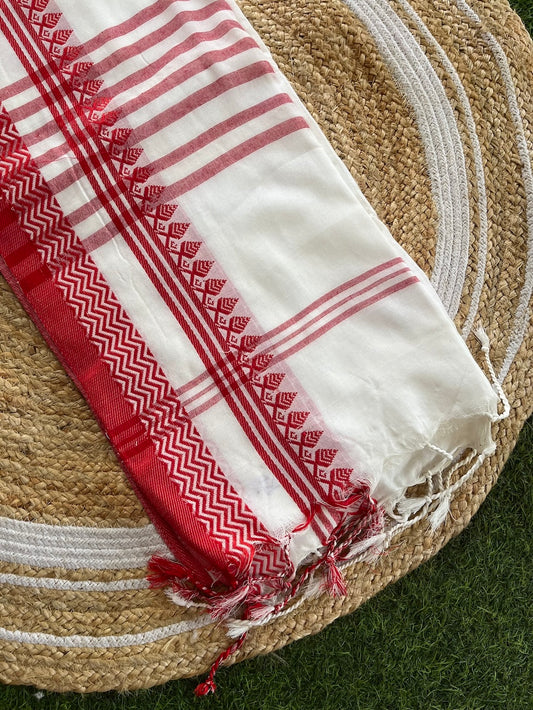 White Mul Cotton Lal Paar Paan Border Saree Saree Handloom saree, handcrafted saree, daily wear saree, office saree, affordable saree, saree for summers, Suta sarees, Eternity by Sakshi Sarees,