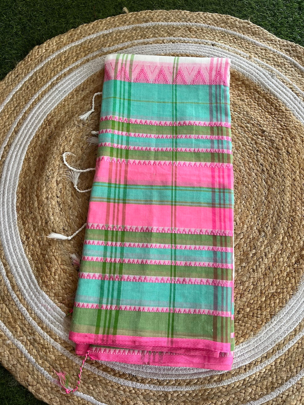White Begumpuri Cotton Saree with Multicolored Border Saree Handloom saree, handcrafted saree, daily wear saree, office saree, affordable saree, saree for summers, Suta sarees, Eternity by Sakshi Sarees,