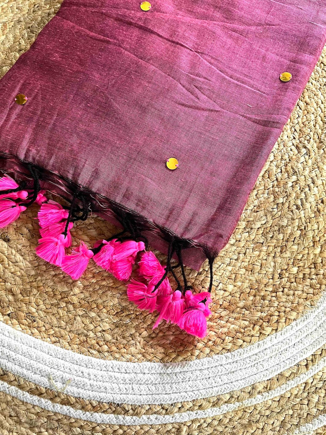 Mulberry Pink Mul Cotton Saree with All Over Golden Ginni Saree Handloom saree, handcrafted saree, daily wear saree, office saree, affordable saree, saree for summers, Suta sarees, Eternity by Sakshi Sarees,