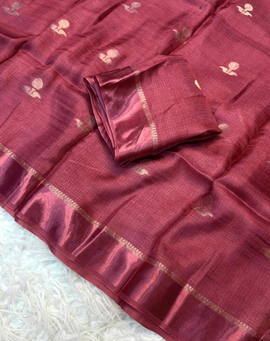 Onion Pink Soft Viscose Khaddi Silk with Satin Border and Jacquard Leaf All Over Saree Handloom saree, handcrafted saree, daily wear saree, office saree, affordable saree, saree for summers, Suta sarees, Eternity by Sakshi Sarees,